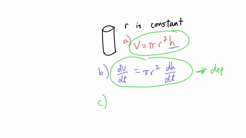 a-cylindrical-barrel-with-radius-3-feet-is-filled-with-oil-the-barrel-stands-upright-and-oil-comes-out-a-faucet-at-the-base-of-the-tank-a-how-are-the-volume-of-oil-in-the-tank-and-the-height-of-oil-in
