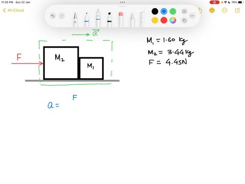two-blocks-are-in-contact-on-a-frictionless-table-a-horizontal-force-f-is-applied-to-mz-as-shown-if-m1-160-kg-m2-344-kg-and-f-445-n-find-the-size-of-the-contact-force-between-the-two-blocks-84256