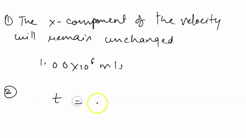 the-electric-field-is-zero-everywhere-except-in-the-region-0x800-cm-where-there-is-a-uniform-electric-field-of-100-nc-in-the-y-direction-a-proton-is-moving-in-the-x-direction-with-a-speed-of-66455
