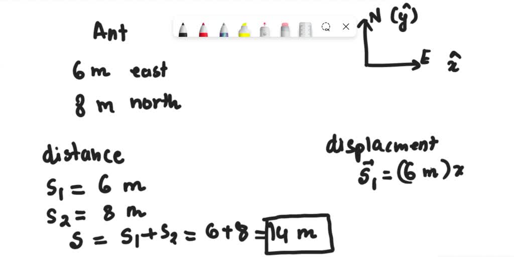 SOLVED: an ant moves 6m east then 8m north calculate the distance and ...