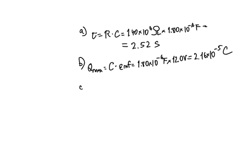 in-an-rc-series-circuit-emf-120-v-r-140-m-and-c-180-f-a-calculate-the-time-constant-b-find-the-maximum-charge-that-will-appear-on-the-capacitor-during-charging-c-how-long-does-it-take-for-th-67102