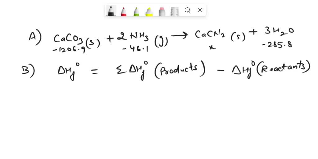 SOLVED: When one mole of calcium carbonate reacts with ammonia, solid ...