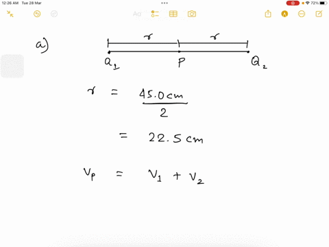 two-point-charges-q1-560-nc-and-q2-230-nc-are-separated-by-450-cm_-a_-what-is-the-electric-potential-at-point-midway-between-the-charges-b-what-is-the-potential-energy-of-the-pair-of-charges-20716