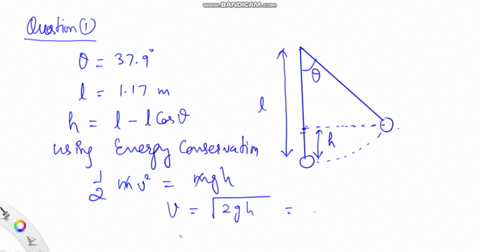 a-simple-pendulum-is-suspended-from-the-ceiling-by-means-of-a-string-of-length-117-m-assume-that-there-is-no-friction-or-air-resistance-suppose-you-were-to-release-the-pendulum-from-rest-sta-74985