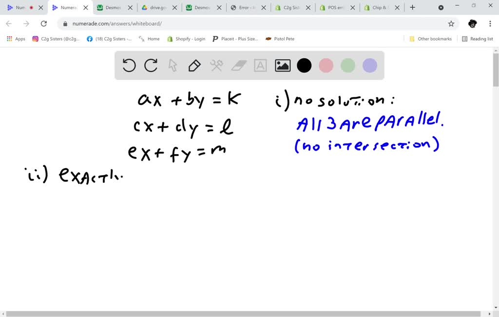 SOLVED: 2. Consider The Following System Of Equations: Ax + By = K Cx ...