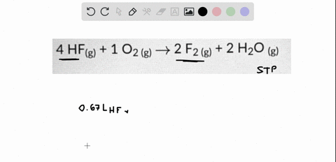 how-many-liters-of-fluorine-gas-can-be-produced-when-067-l-of-hf-reacts-with-excess-o2-at-stp-4-hfis-1-02-g-4-2-f2-g-2-hzo-154l-268-l-0335-067-l-44313