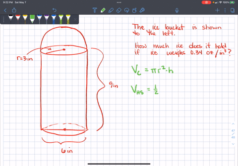 an-ice-bucket-is-composed-of-a-cylinder-and-a-hemisphere-as-shown-crushed-ice-weighs-034-ounce-per-cubic-inch-what-is-the-approximate-weight-of-the-crushed-ice-in-the-ice-bucket-lani-hhh-ai-76914