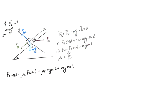 Horizontal Force Ramp a block with mass m is placed on fixed frictionless ramp that is angled ...