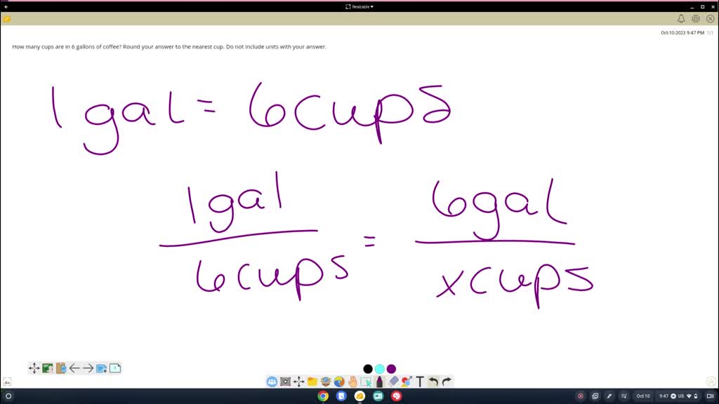 How many cups are in 6 gallons of coffee? Round your answer to the