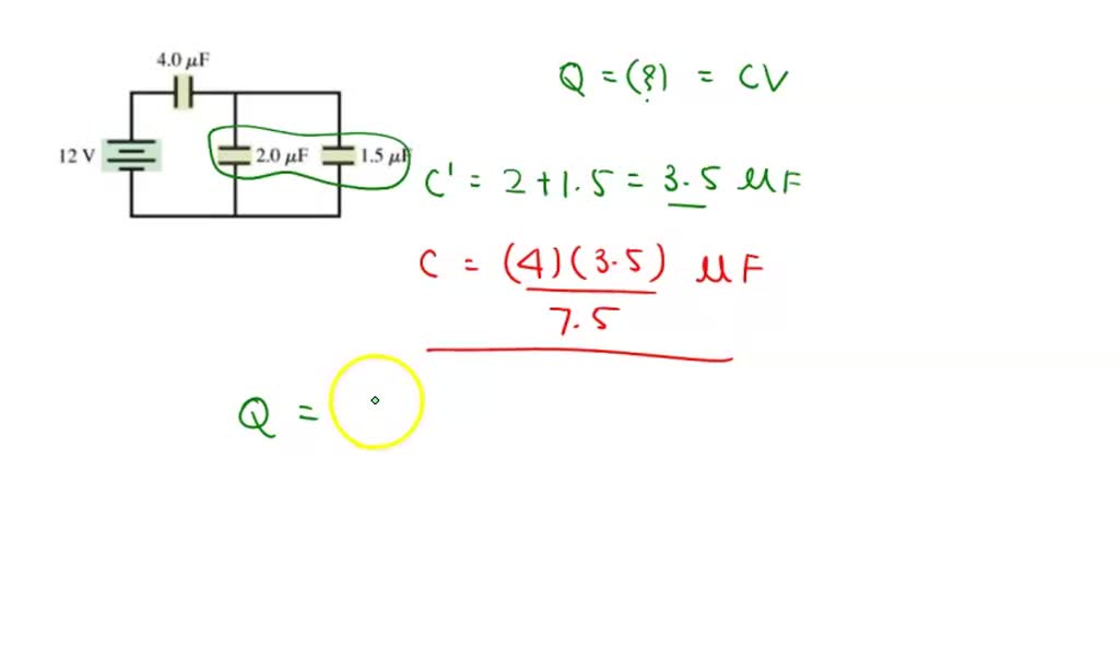 SOLVED: Howv much charge flows through the battery a8 the capacitors ...
