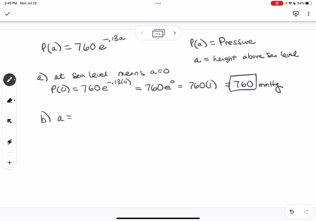 SOLVED The atmospheric pressure on an object decreases as altitude