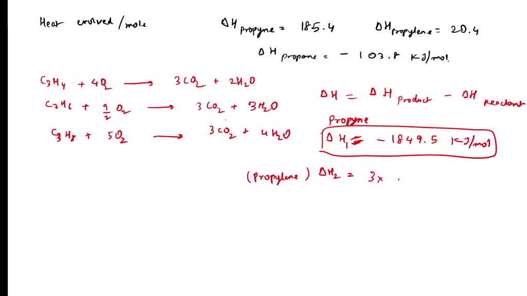 SOLVED: Thestandard enthalpies of formation of gaseous propyne (C3H4 ...