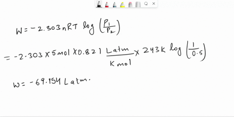 5-moles-of-an-ideal-gas-at-an-initial-temperature-pressure-and-volume-of-243-k-1-atm-and-100-l-is-allowed-to-expand-to-reach-a-final-pressure-of-05-atm-in-two-different-ways-a-isothermally-a-13945