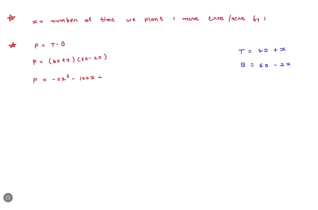 SOLVED A peach grower finds that if he plants 80 trees per acre, each
