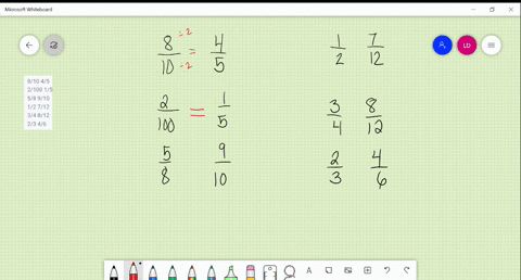 are-we-equivalent-tell-whether-the-fractions-are-equivalent-write-or-810-45-2100-15-58-910-12-712-34-812-23-46-96596