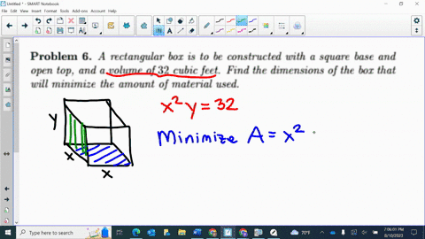 20 points a cardboard box with square base and open top must...