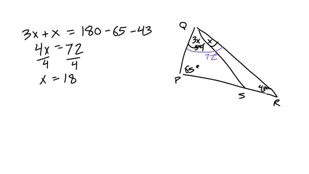 Solved The Diagram Shows Triangle Pqr 650 Psr Is A Straight Line