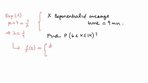 let-x-be-the-waiting-time-for-a-train-to-pass-by-suppose-x-is-exponentially-distributed-with-an-average-value-of-9-minutes-find-the-probability-that-the-wait-time-is-between-6-and-14-minutes-67302