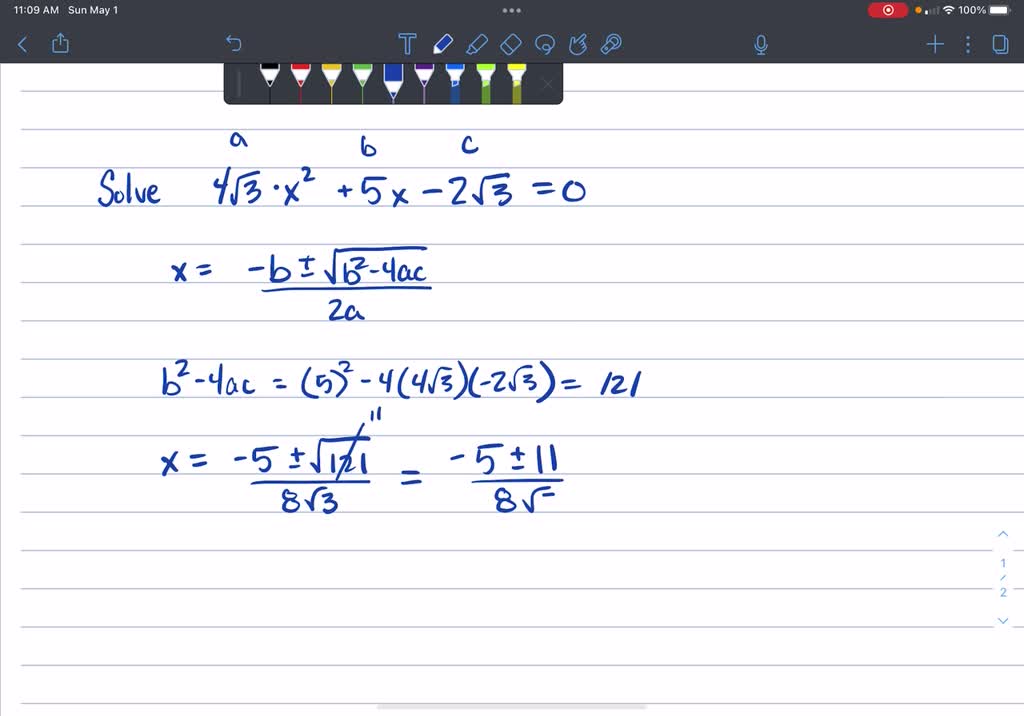 solved-solve-4-root-3-x-square-5-x-minus-2-root-3-is-equal-to-zero