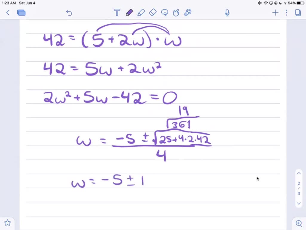 SOLVED The Area Of A Rectangle Is 42 Ft 2 And The Length Of The 