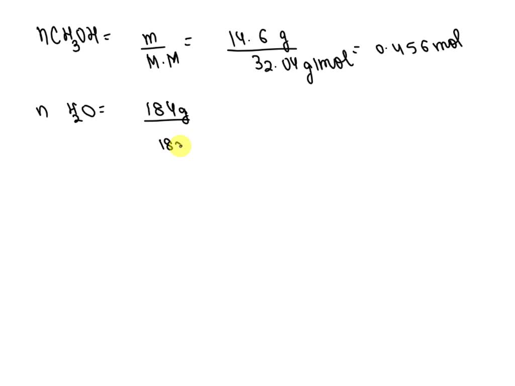 A Solution Is Made Containing 14.6 G Of Ch3oh