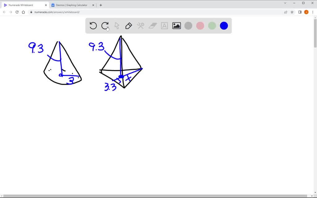 SOLVED A cone and a triangular pyramid have a height of 9.3 m and