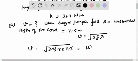 a-bungee-jumper-has-mass-m967kg-and-uses-a-bungee-cord-of-unstretched-length-l119-m-the-cord-has-negligible-mass-and-a-force-constant-k327-nm-which-means-that-when-its-extension-is-l-the-force-it-appl