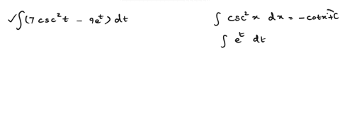 find-the-general-indefinite-integral-use-c-for-the-constant-of-integration-csc2t-9et-dt-36153