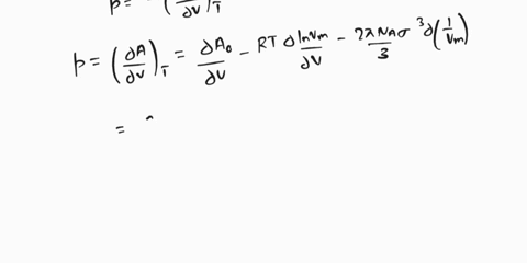 using-a-hard-sphere-potential-it-can-be-shown-that-helmholtz-energy-at-a-given-temperature-t-and-molar-volume-vm-is-aa-rt-inva-2ina6-3va-_-where-ao-is-the-helmholtz-energy-at-t-0-k-va-is-the-01718