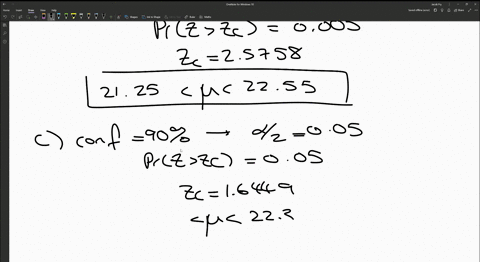 a-random-sample-of-110-observations-produced-a-mean-of-219-from-a-population-with-a-normal-distribution-and-a-standard-deviation-264-a-find-a-95-confidence-interval-for-b-find-a-99-confidenc-58155