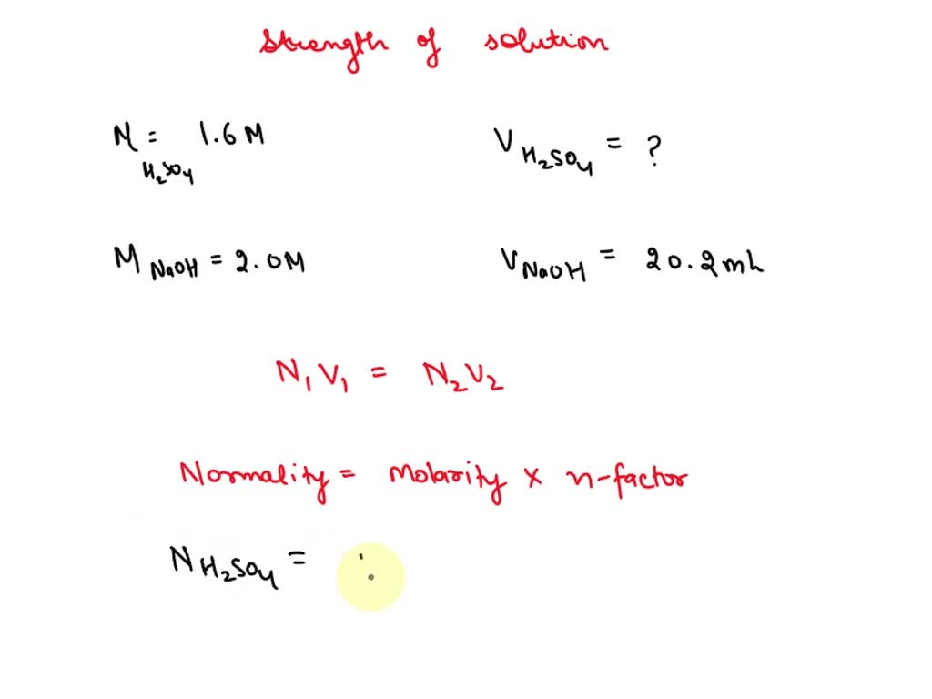 SOLVED Question 6 (6 points) A 1.6M solution of sulfuric acid, H2SO4