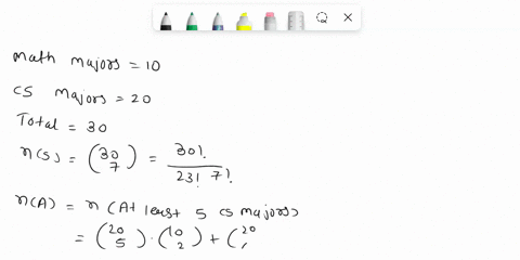 in-a-classroom-of-30-students-10-are-math-majors-and-20-are-cs-majors-randomly-select-students-what-is-the-probability-that-there-are-at-least-5-cs-majors-selected-in-a-classroom-of-30-stude-97681