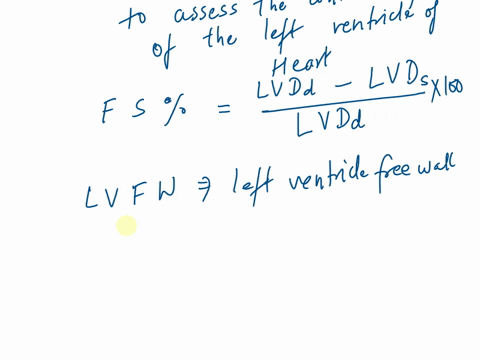 calculate-fractional-shortening-fs-from-the-echocardiographic-data-provided-below-notes-the-y-axis-shows-the-distance-scale-mm-and-the-x-axis-is-time-ms-an-ecg-trace-is-shown-below-the-image-33573