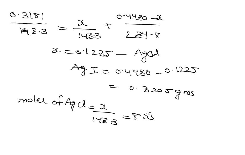 SOLVED: A 0.6407 g sample containing chloride and iodide ions gave a ...