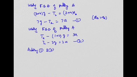 question2-in-the-system-of-pulleys-shown-in-figure-2-the-pulleys-and-cords-may-be-considered-massless-and-frictionlessthe-numbers-indicate-the-masses-in-kilograms-adetermine-the-tension-in-t-76083