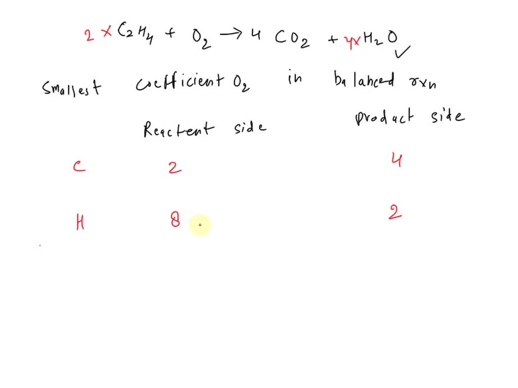 SOLVED When the equation C2H4 O2 4 CO2 H2O is balanced