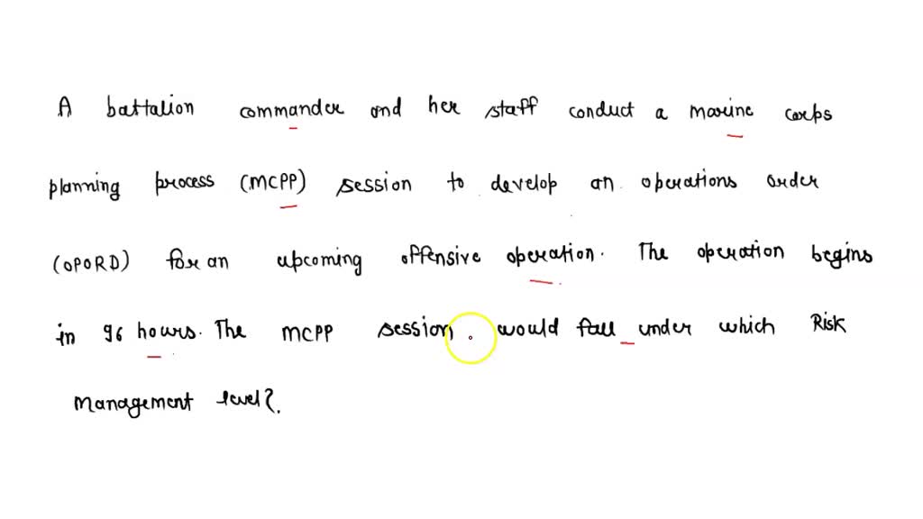 SOLVED A battalion commander and her staff conduct a Marine Corps