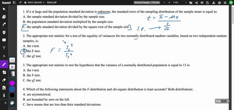 1-if-n-is-large-and-the-population-standard-deviation-is-unknown-the-standard-error-of-the-sampling-distribution-of-the-sample-mean-is-equal-to-a-the-sample-standard-deviation-divided-by-the-23639