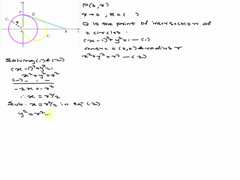 the-figure-shows-a-fixed-circle-c1-with-equation-12-y-1-and-a-shrinking-circle-c2-with-radius-and-center-the-origin-p-is-the-point-0r-q-is-the-upper-point-of-the-intersection-of-the-two-circ-61673