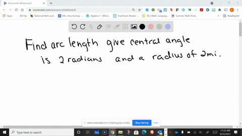 find-the-length-of-an-arc-that-subtends-a-central-angle-of-2-rad-in-a-circle-of-radius-2-mathrmmi
