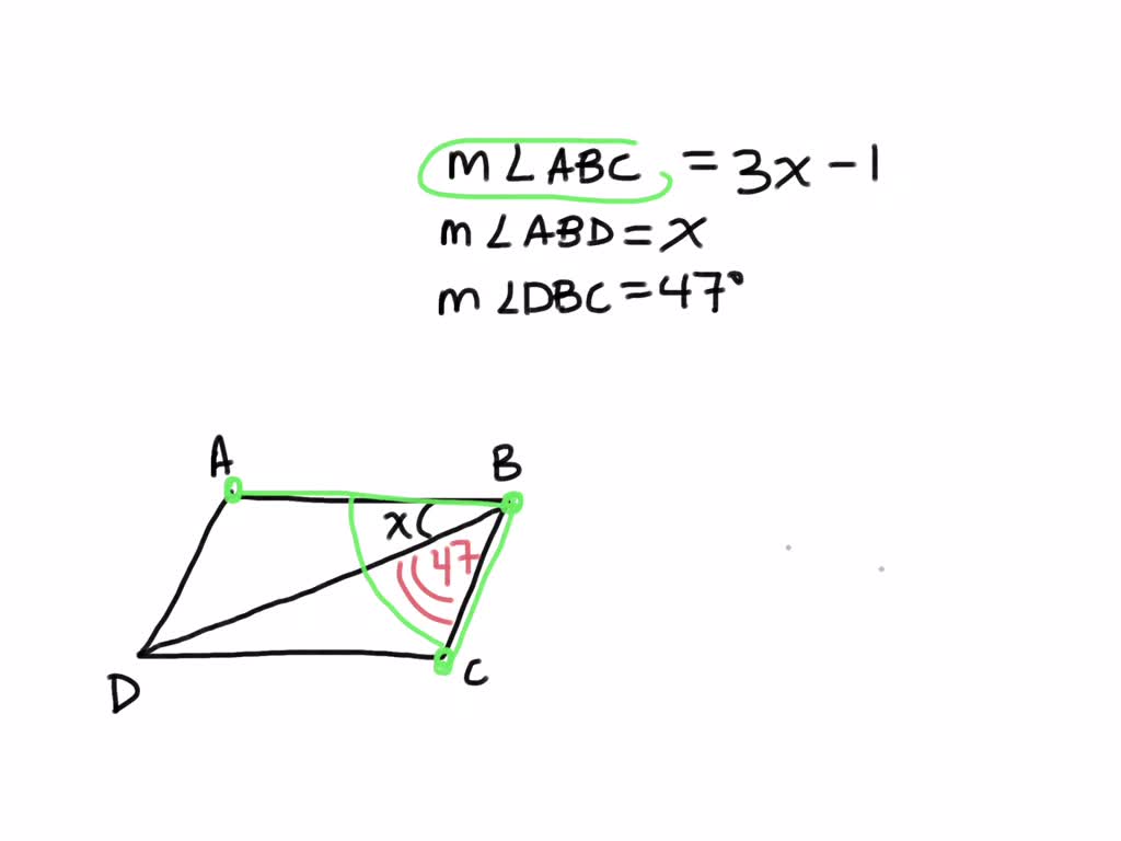 If m angle ABC is one degree less than three times m angle ABD and m ...