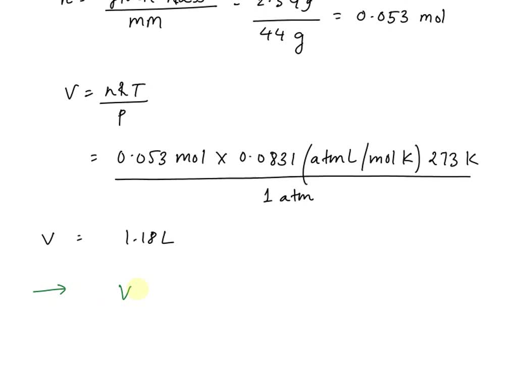SOLVED 'A_ Ideal Gas Laws 1 Determine the volume of occupied by 2.34