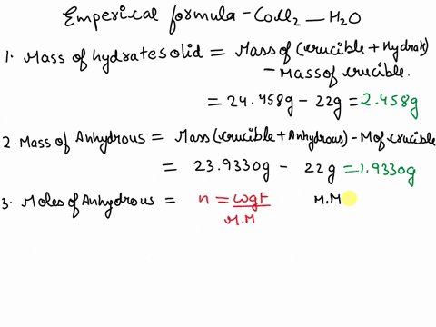 part-a-the-following-data-was-acquired-by-a-group-of-students-trying-to-find-the-empirical-formula-of-a-cobalt-chloride-hydrate-cocl2-__h2o-the-students-weighed-out-a-sample-of-the-hydrated-04898