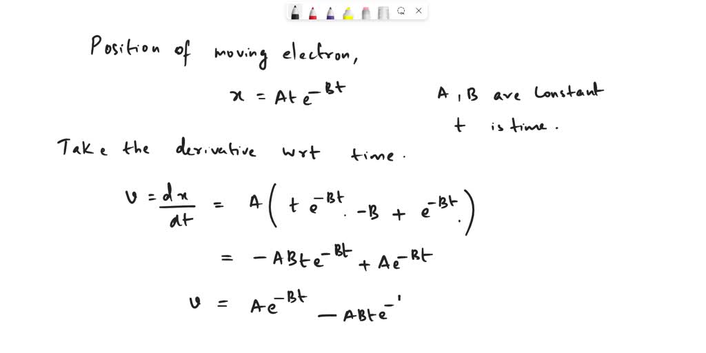 SOLVED: An electron moving along the x-axis has a position given by x ...