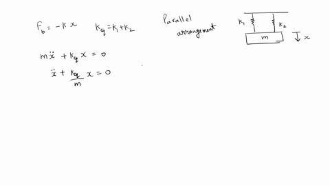 two-springs-having-stiffness-k-and-kz-respectively-are-used-in-vertical-position-to-support-a-single-objeet-of-mass-m_-show-that-the-angular-frequency-of-oseillation-is-kj-koyml2-if-the-spri-63515