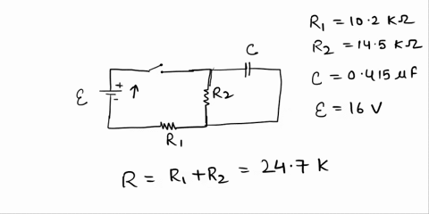 in-the-figure-r1-102k-rz-145k2-c-0415-fand-the-ideal-battery-has-emf-160-vfirst-the-switch-is-closed-a-long-time-so-that-the-steady-state-is-reached-then-the-switch-is-opened-at-time-t-0-wha-19857