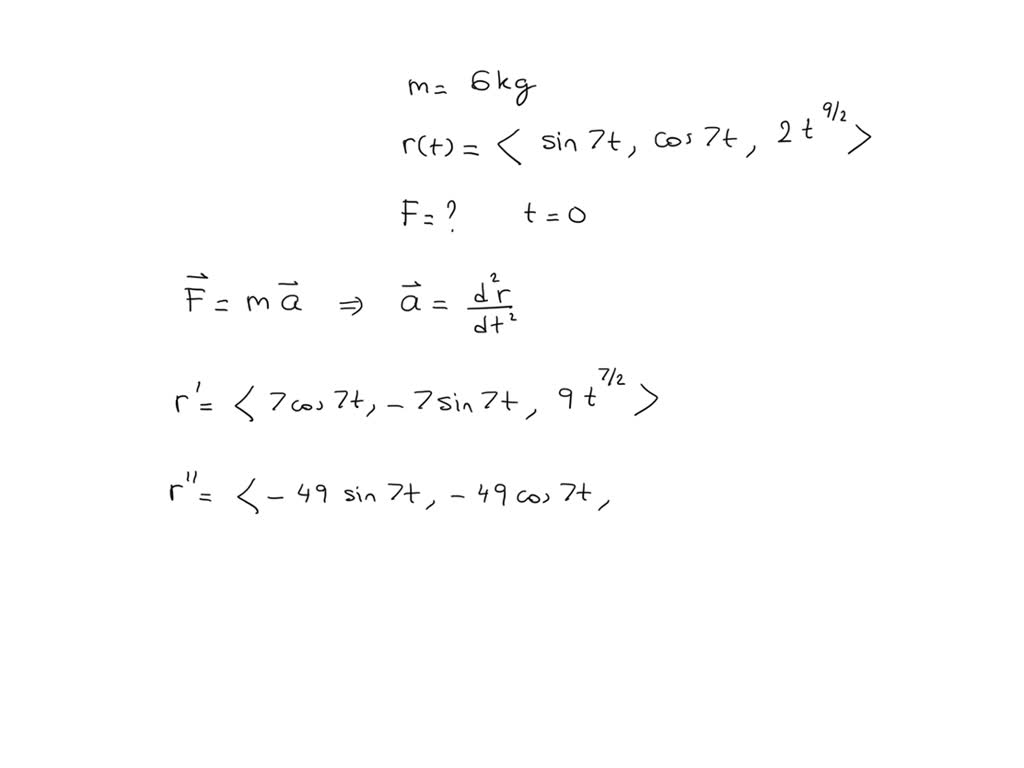 Solved A Dense Particle With Mass 6 Kg Follows The Path Rt Sin7t Cos7t 2t92 With 1478