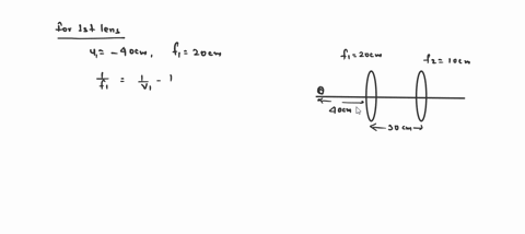 an-object-is-located-40-cm-from-the-first-of-two-thin-converging-lenses-of-focal-lengths-20-cm-and-10-cm-respectively-fig-al-the-lenses-are-separated-by-30-cm-determine-the-location-and-the-95575
