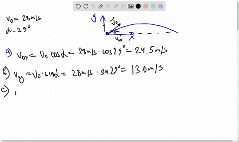 during-a-baseball-game-a-baseball-is-struck-at-ground-level-by-a-batter-the-ball-leaves-the-baseball-bat-with-an-initial-speed-v0-28-ms-at-an-angle-29-above-horizontal-let-the-origin-of-the-77096