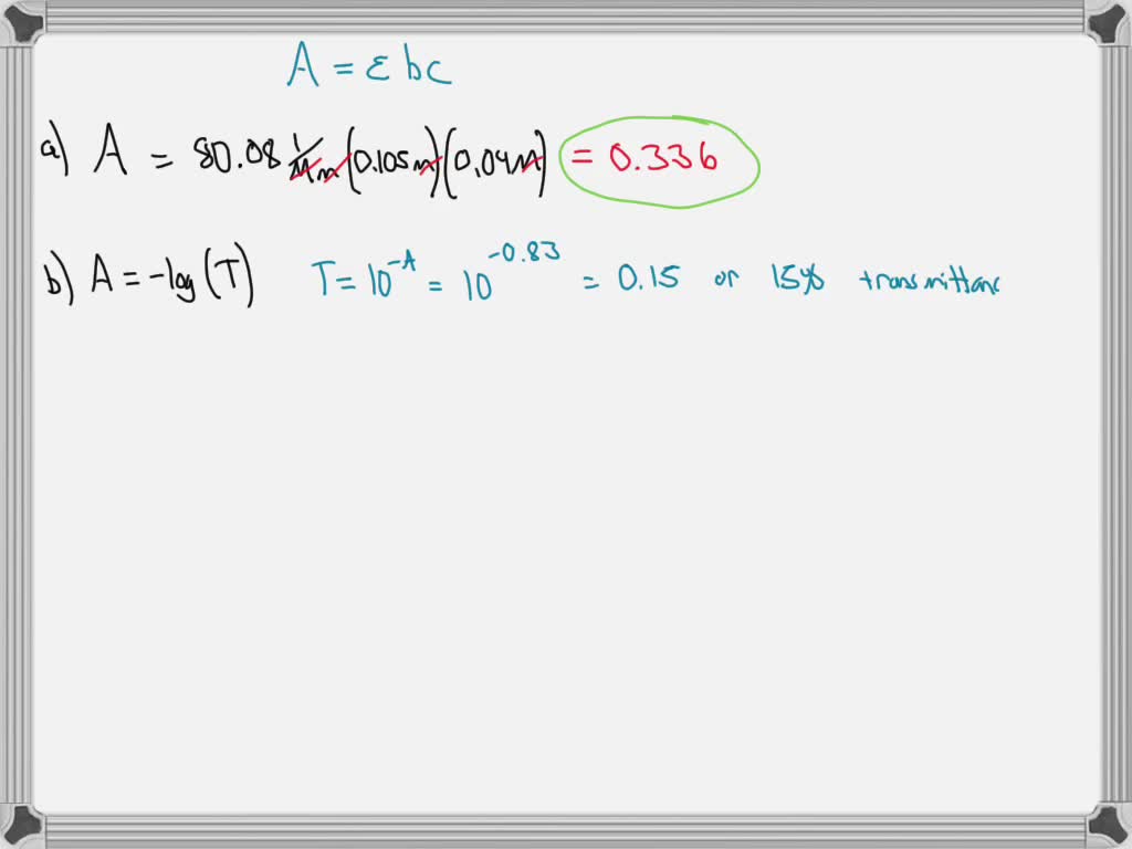 SOLVED water) Calculations Plot the spectral data (absorbance on the